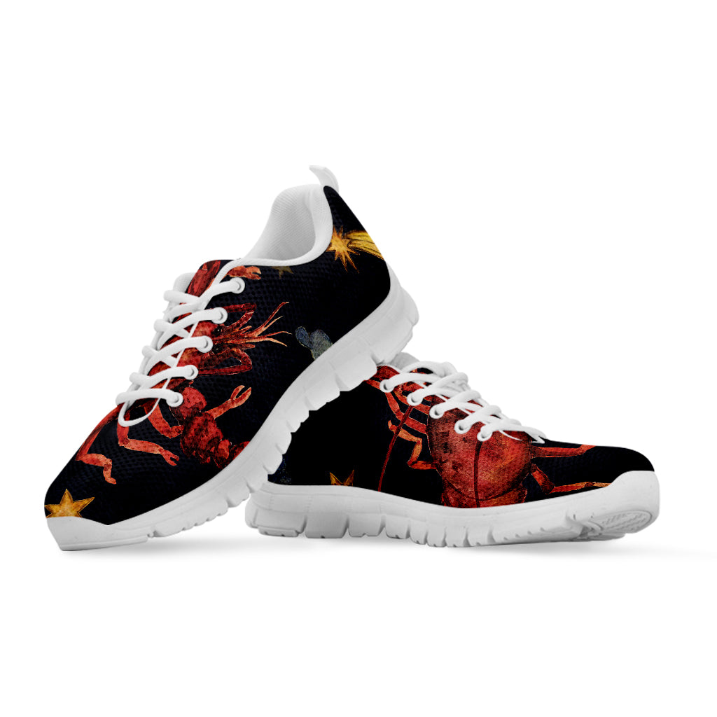 Watercolor Cancer Zodiac Sign Print White Sneakers