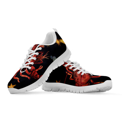 Watercolor Cancer Zodiac Sign Print White Sneakers
