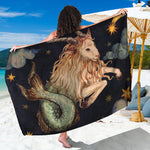 Watercolor Capricorn Zodiac Sign Print Beach Sarong Wrap