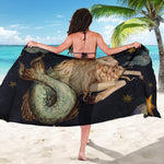 Watercolor Capricorn Zodiac Sign Print Beach Sarong Wrap