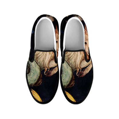Watercolor Capricorn Zodiac Sign Print Black Slip On Shoes
