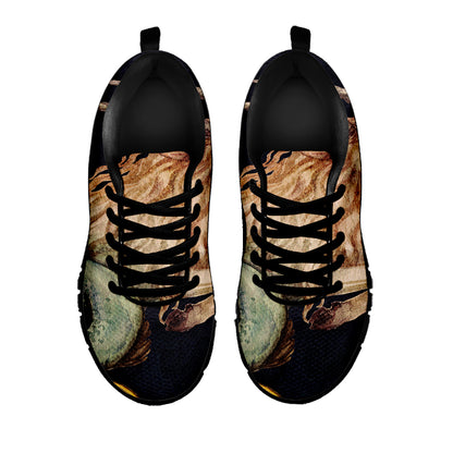 Watercolor Capricorn Zodiac Sign Print Black Sneakers