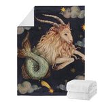 Watercolor Capricorn Zodiac Sign Print Blanket