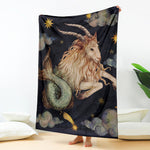 Watercolor Capricorn Zodiac Sign Print Blanket