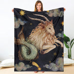 Watercolor Capricorn Zodiac Sign Print Blanket