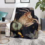 Watercolor Capricorn Zodiac Sign Print Blanket