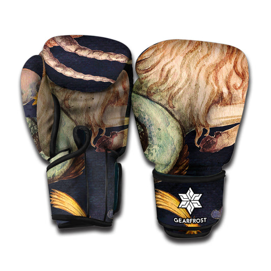 Watercolor Capricorn Zodiac Sign Print Boxing Gloves