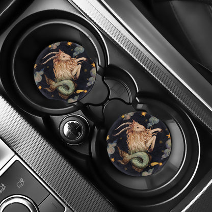 Watercolor Capricorn Zodiac Sign Print Car Coasters