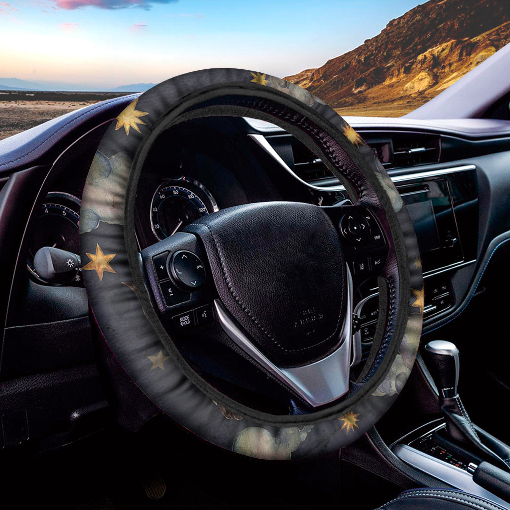 Watercolor Capricorn Zodiac Sign Print Car Steering Wheel Cover