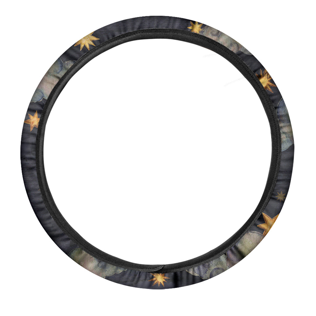 Watercolor Capricorn Zodiac Sign Print Car Steering Wheel Cover