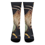 Watercolor Capricorn Zodiac Sign Print Crew Socks