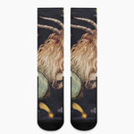 Watercolor Capricorn Zodiac Sign Print Crew Socks