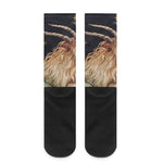 Watercolor Capricorn Zodiac Sign Print Crew Socks