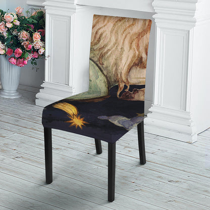 Watercolor Capricorn Zodiac Sign Print Dining Chair Slipcover