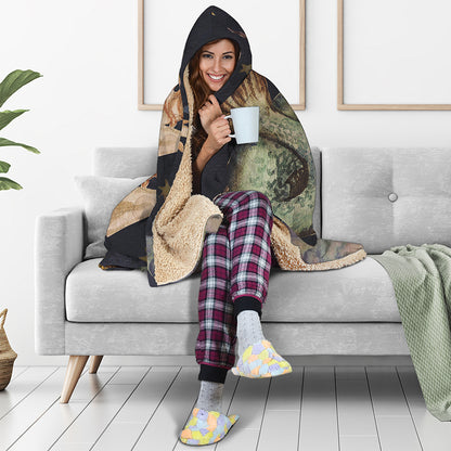 Watercolor Capricorn Zodiac Sign Print Hooded Blanket