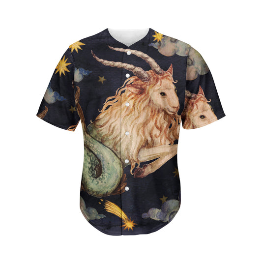 Watercolor Capricorn Zodiac Sign Print Men's Baseball Jersey