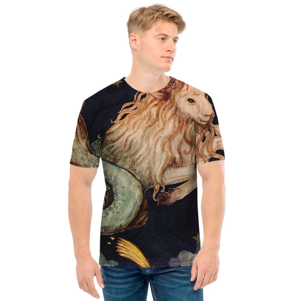 Watercolor Capricorn Zodiac Sign Print Men's T-Shirt