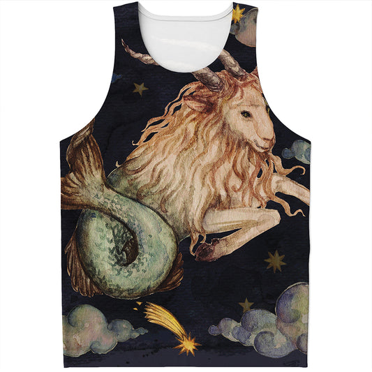Watercolor Capricorn Zodiac Sign Print Men's Tank Top