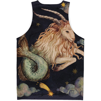 Watercolor Capricorn Zodiac Sign Print Men's Tank Top