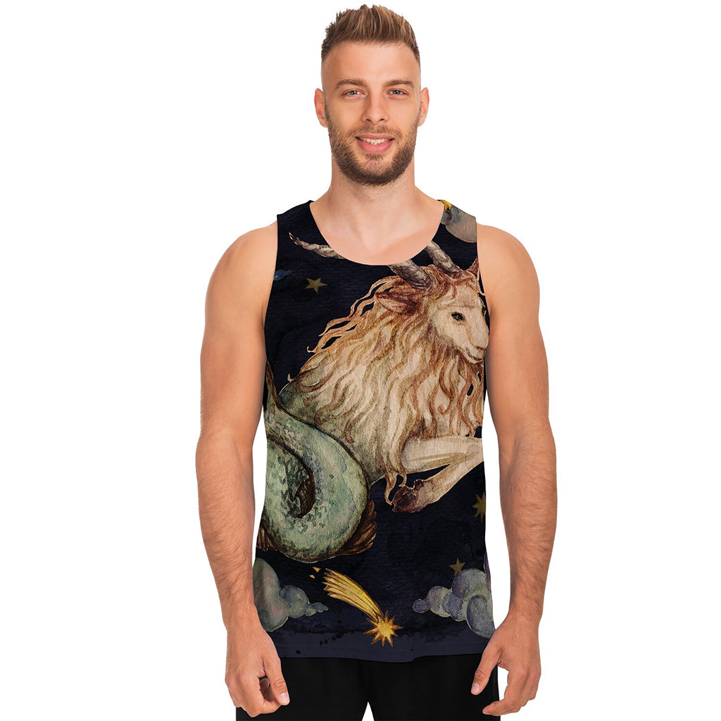 Watercolor Capricorn Zodiac Sign Print Men's Tank Top