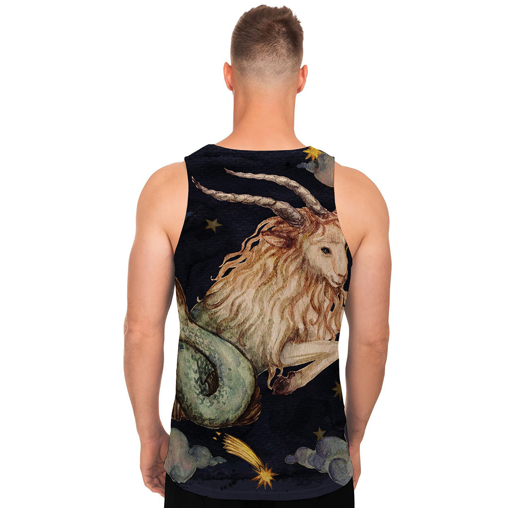 Watercolor Capricorn Zodiac Sign Print Men's Tank Top