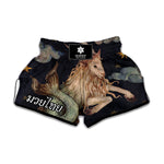 Watercolor Capricorn Zodiac Sign Print Muay Thai Boxing Shorts