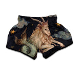 Watercolor Capricorn Zodiac Sign Print Muay Thai Boxing Shorts