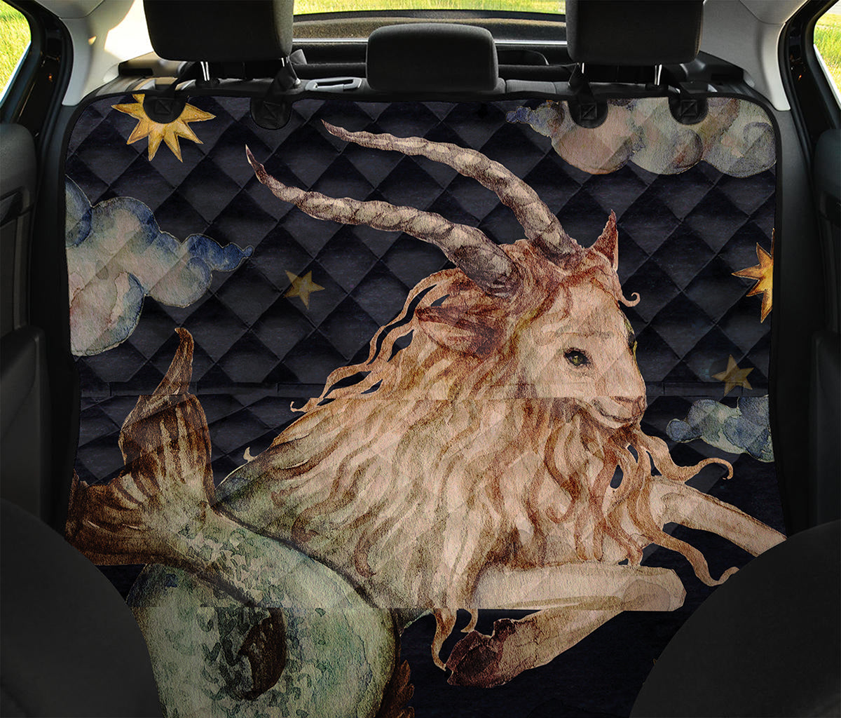 Watercolor Capricorn Zodiac Sign Print Pet Car Back Seat Cover