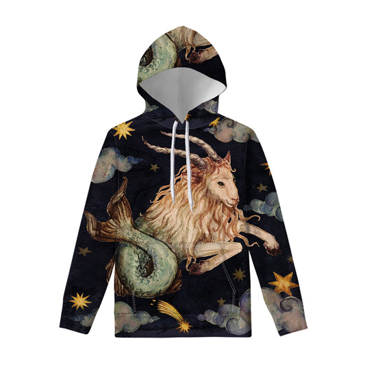 Watercolor Capricorn Zodiac Sign Print Pullover Hoodie
