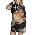 Watercolor Capricorn Zodiac Sign Print Pullover Hoodie Dress