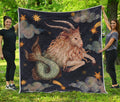 Watercolor Capricorn Zodiac Sign Print Quilt