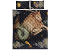 Watercolor Capricorn Zodiac Sign Print Quilt Bed Set