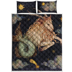 Watercolor Capricorn Zodiac Sign Print Quilt Bed Set