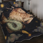 Watercolor Capricorn Zodiac Sign Print Quilt Bed Set