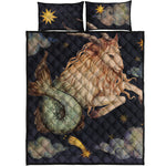 Watercolor Capricorn Zodiac Sign Print Quilt Bed Set