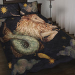 Watercolor Capricorn Zodiac Sign Print Quilt Bed Set