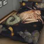 Watercolor Capricorn Zodiac Sign Print Quilt Bed Set