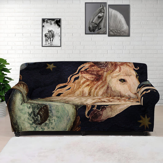Watercolor Capricorn Zodiac Sign Print Sofa Cover