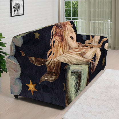 Watercolor Capricorn Zodiac Sign Print Sofa Cover