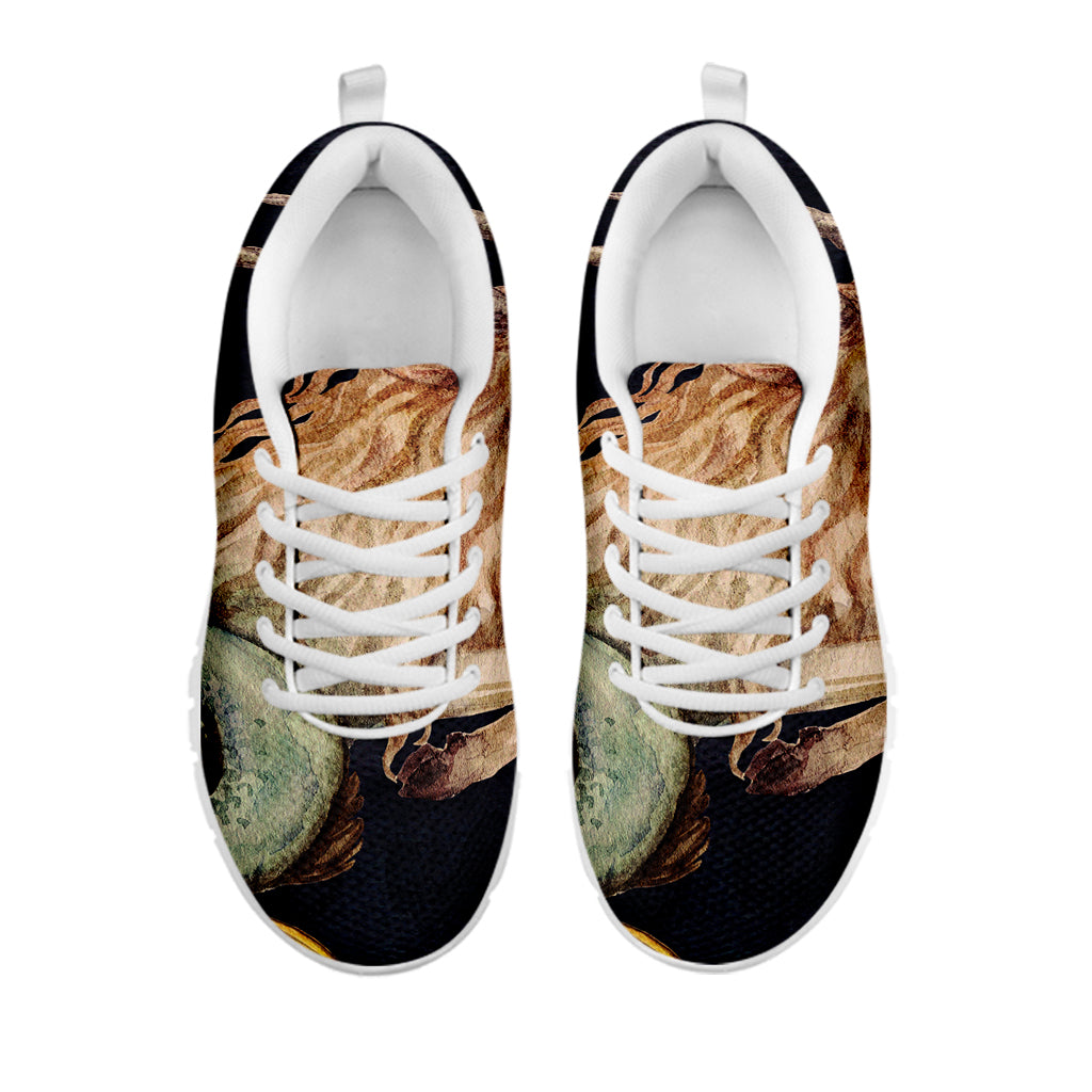 Watercolor Capricorn Zodiac Sign Print White Sneakers
