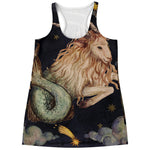 Watercolor Capricorn Zodiac Sign Print Women's Racerback Tank Top