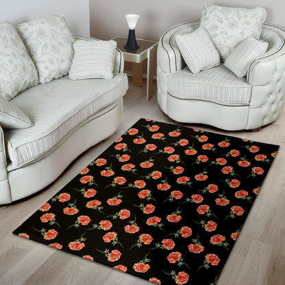 Watercolor Carnation Pattern Print Area Rug