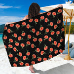 Watercolor Carnation Pattern Print Beach Sarong Wrap