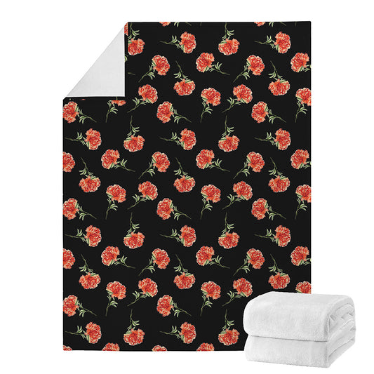Watercolor Carnation Pattern Print Blanket