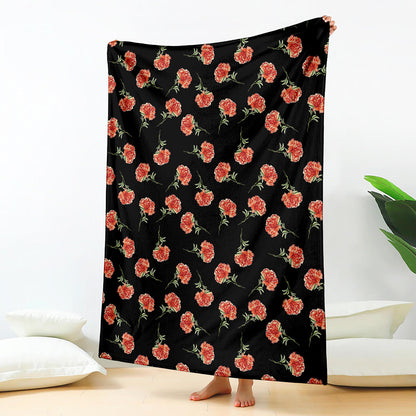 Watercolor Carnation Pattern Print Blanket