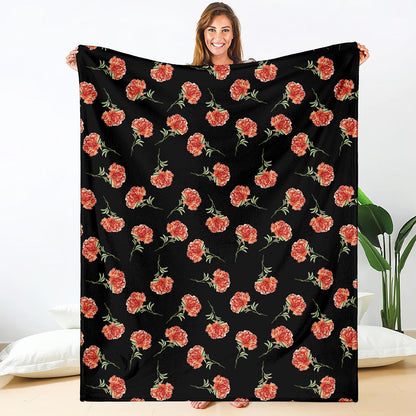 Watercolor Carnation Pattern Print Blanket