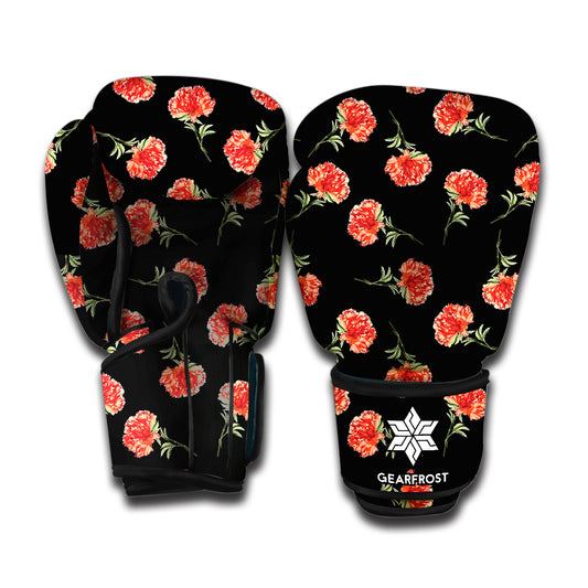 Watercolor Carnation Pattern Print Boxing Gloves