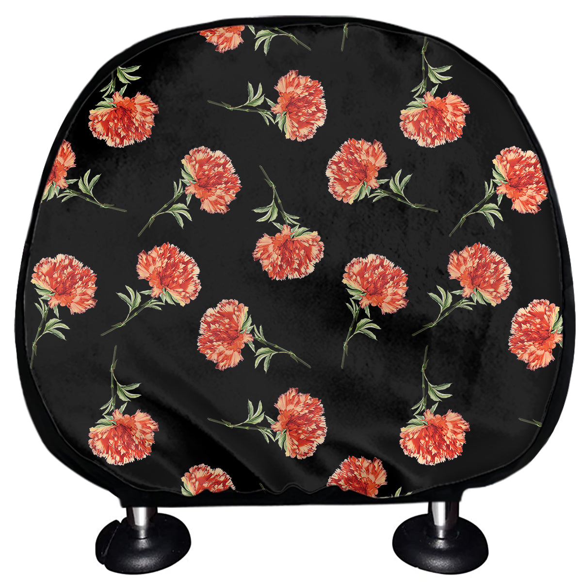 Watercolor Carnation Pattern Print Car Headrest Covers