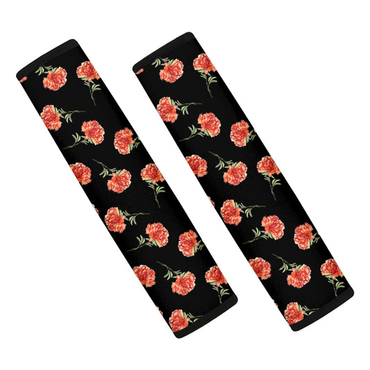 Watercolor Carnation Pattern Print Car Seat Belt Covers