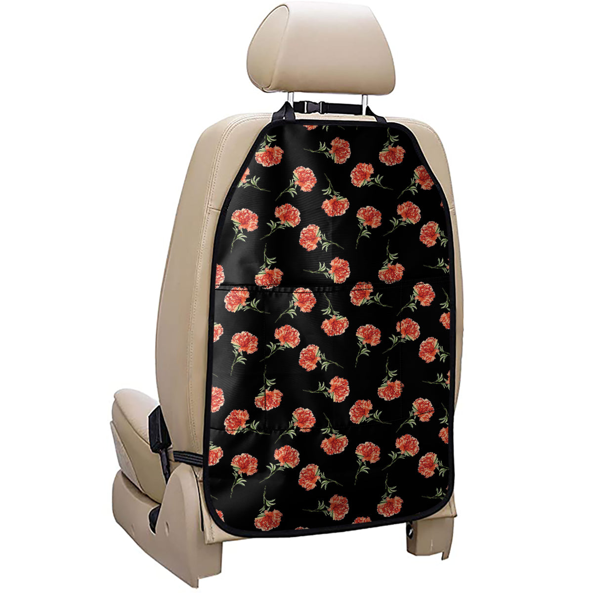 Watercolor Carnation Pattern Print Car Seat Organizers